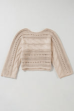 Load image into Gallery viewer, Smoke Gray Hollow-out Cable Knit Cropped Sweater
