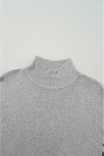 Load image into Gallery viewer, Gray Leopard High Neck Side Slit Oversized Sweater
