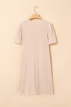 Load image into Gallery viewer, Parchment Corded Knit Crew Neck Puff Sleeve Shift Mini Dress
