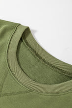 Load image into Gallery viewer, Vineyard Green Drop Shoulder Crisscross Stitching Pocketed Loose Sweatshirt
