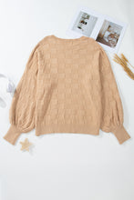 Load image into Gallery viewer, Light French Beige Solid Checkered Textured Knit Plus Size Sweater
