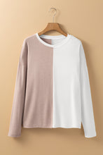 Load image into Gallery viewer, Khaki Colorblock Long Sleeve Crew Neck Top
