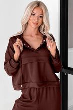 Load image into Gallery viewer, Chicory Coffee Button Drawstring Cropped Hoodie Jogger 2pcs Set
