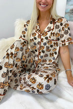Load image into Gallery viewer, Beige Leopard Pumpkin Allover Halloween 2pcs Pajama Set
