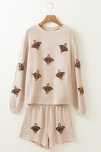 Load image into Gallery viewer, Parchment Thanksgiving Sequined Turkey Corded Knit Loose Fit Shorts Set
