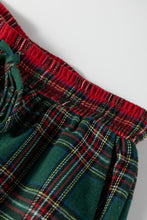 Load image into Gallery viewer, Red Plaid Contrast Patched Christmas Holiday Long Sleeve Shirt and Short 2pcs Pajama Set
