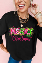 Load image into Gallery viewer, Black MERRY Christmas Playful Letter Print Drop Shoulder Sweatshirt
