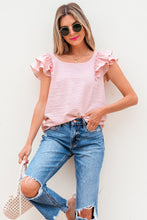 Load image into Gallery viewer, Gossamer Pink Textured Bow Knot Frilled Butterfly Sleeve Blouse
