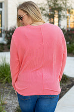 Load image into Gallery viewer, Peach Blossom Plus Size Ribbed Textured Long Sleeve T Shirt
