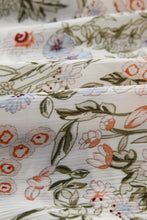 Load image into Gallery viewer, Green Floral Print Tiered Frilled Shirred Mock Neck Mini Dress
