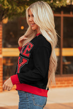 Load image into Gallery viewer, Black GAME DAY Letter Graphic Varsity Striped Detail Baggy Sweatshirt
