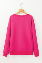 Load image into Gallery viewer, Rose Red Drop Shoulder Crisscross Stitching Pocketed Loose Sweatshirt
