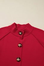 Load image into Gallery viewer, Fiery Red Collared Button Front Wrapped Cardigan Jacket
