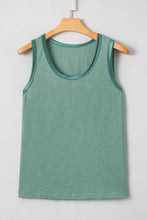 Load image into Gallery viewer, Mist Green Metallic Sheen Edge Scoop Neck Tank Top

