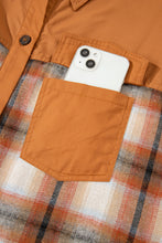 Load image into Gallery viewer, Khaki Plaid Color Block Patchwork Ruffle Hem Tunic Shirt Dress
