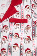 Load image into Gallery viewer, White Santa &amp; Stripes Ruffle PJ Set
