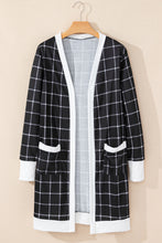 Load image into Gallery viewer, Black Plaid Colorblock Edge Open Cardigan with Pocket
