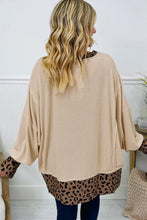 Load image into Gallery viewer, Beige Contrast Leopard Star Patchwork Detail Raw Seam Baggy Sweatshirt
