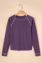 Load image into Gallery viewer, Tillandsia Purple Textured Round Neck Long Sleeve Top
