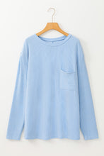 Load image into Gallery viewer, Myosotis Plus Size Ribbed Textured Long Sleeve T Shirt
