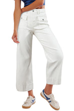 Load image into Gallery viewer, White Flap Pockets Front Straight Cropped Jeans
