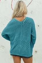 Load image into Gallery viewer, Lapis Mix Pattern Hollowed Knit Open Front Cardigan
