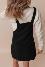 Load image into Gallery viewer, Black Solid Front Pockets Sleeveless Corduroy Overall Dress
