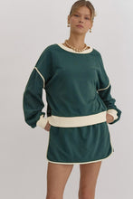Load image into Gallery viewer, Evergreen Color Contrast Loose Pullover and Lace-up Waist Skort Set
