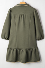 Load image into Gallery viewer, Dearlove Jungle Green Quarter Zip Collar Bracelet Sleeve Textured Mini Dress
