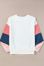 Load image into Gallery viewer, White French Terry Color Block Long Sleeve Top
