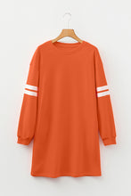 Load image into Gallery viewer, Orange Varsity Contrast Banded Sleeve Shift Sweatshirt Dress

