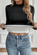 Load image into Gallery viewer, Black Mock Neck Thermal Lined Long Sleeve Tee
