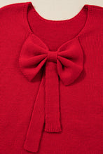 Load image into Gallery viewer, Fiery Red Festive Bow Backless Bubble Sleeve Sweater
