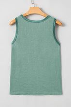 Load image into Gallery viewer, Mist Green Metallic Sheen Edge Scoop Neck Tank Top
