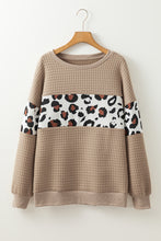 Load image into Gallery viewer, Parchment Leopard Quilted Patchwork Crew Neck Sweatshirt
