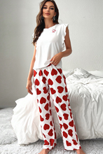Load image into Gallery viewer, Red Ruffled Tank Top And Heart Print Pants Lounge Set

