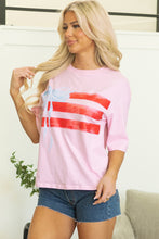 Load image into Gallery viewer, Light Pink Flag Bow Graphic Crewneck Tee
