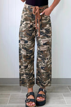 Load image into Gallery viewer, Green Camouflage Print Splashed Distressed Loose Denim Pants
