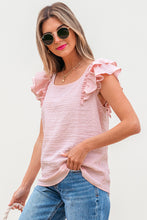 Load image into Gallery viewer, Gossamer Pink Textured Bow Knot Frilled Butterfly Sleeve Blouse
