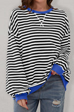 Load image into Gallery viewer, Black Stripe Oversized Contrast Trim Pullover Sweatshirt
