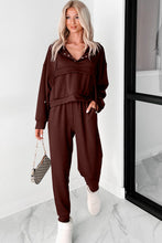 Load image into Gallery viewer, Chicory Coffee Button Drawstring Cropped Hoodie Jogger 2pcs Set
