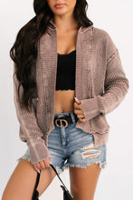 Load image into Gallery viewer, Chestnut Mineral Wash Exposed Seam Patchwork Knit Open Sweater Cardigan
