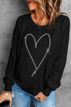 Load image into Gallery viewer, Black Rhinestone Heart Pattern Valentines Fashion Sweatshirt
