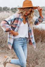 Load image into Gallery viewer, Pink Plaid Flap Pockets Shacket
