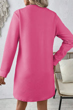 Load image into Gallery viewer, Rose Red Solid Color Textured Long Sleeve Shift Dress
