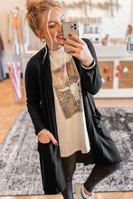 Load image into Gallery viewer, Black Solid Color Open Front Cardigan with Pocket
