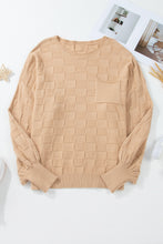 Load image into Gallery viewer, Light French Beige Solid Checkered Textured Knit Plus Size Sweater
