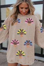 Load image into Gallery viewer, Apricot Turkey Graphic Corded Baggy Sweatshirt
