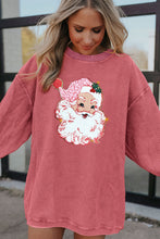 Load image into Gallery viewer, Strawberry Pink Santa Claus Sparkle Corded Crew Neck Sweatshirt
