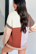 Load image into Gallery viewer, Coffee Mix Texture Colorblock Knit Baggy Sweater
